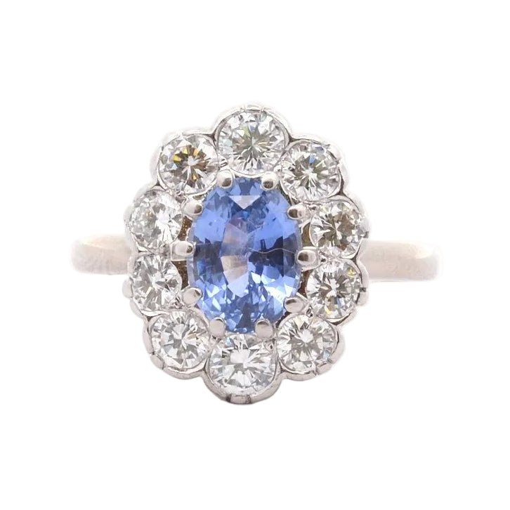 Bague Marguerite en or blanc, platine, saphir et diamants - Castafiore