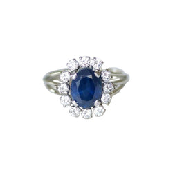 Bague Marguerite en or blanc, platine, saphir et diamants - Castafiore