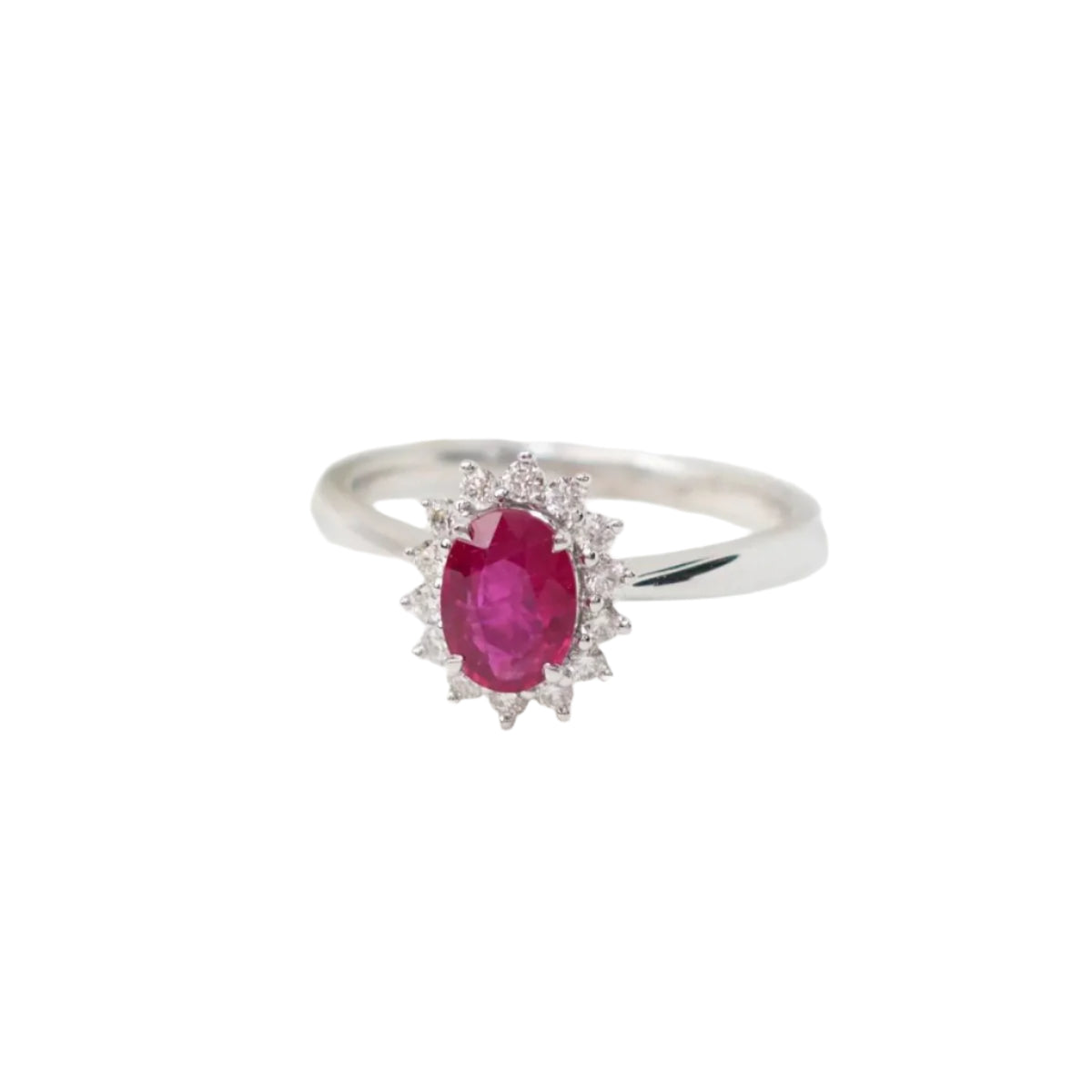 Bague Marguerite en or blanc, rubis et diamant - Castafiore