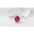 Bague Marguerite en or blanc, rubis et diamant - Castafiore