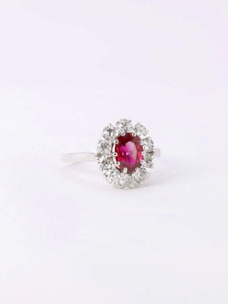 Bague Marguerite en or blanc, rubis et diamants - Castafiore