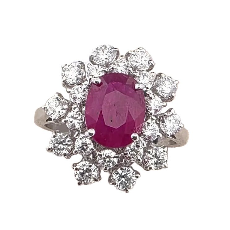 Bague Marguerite en or blanc, rubis et diamants - Castafiore