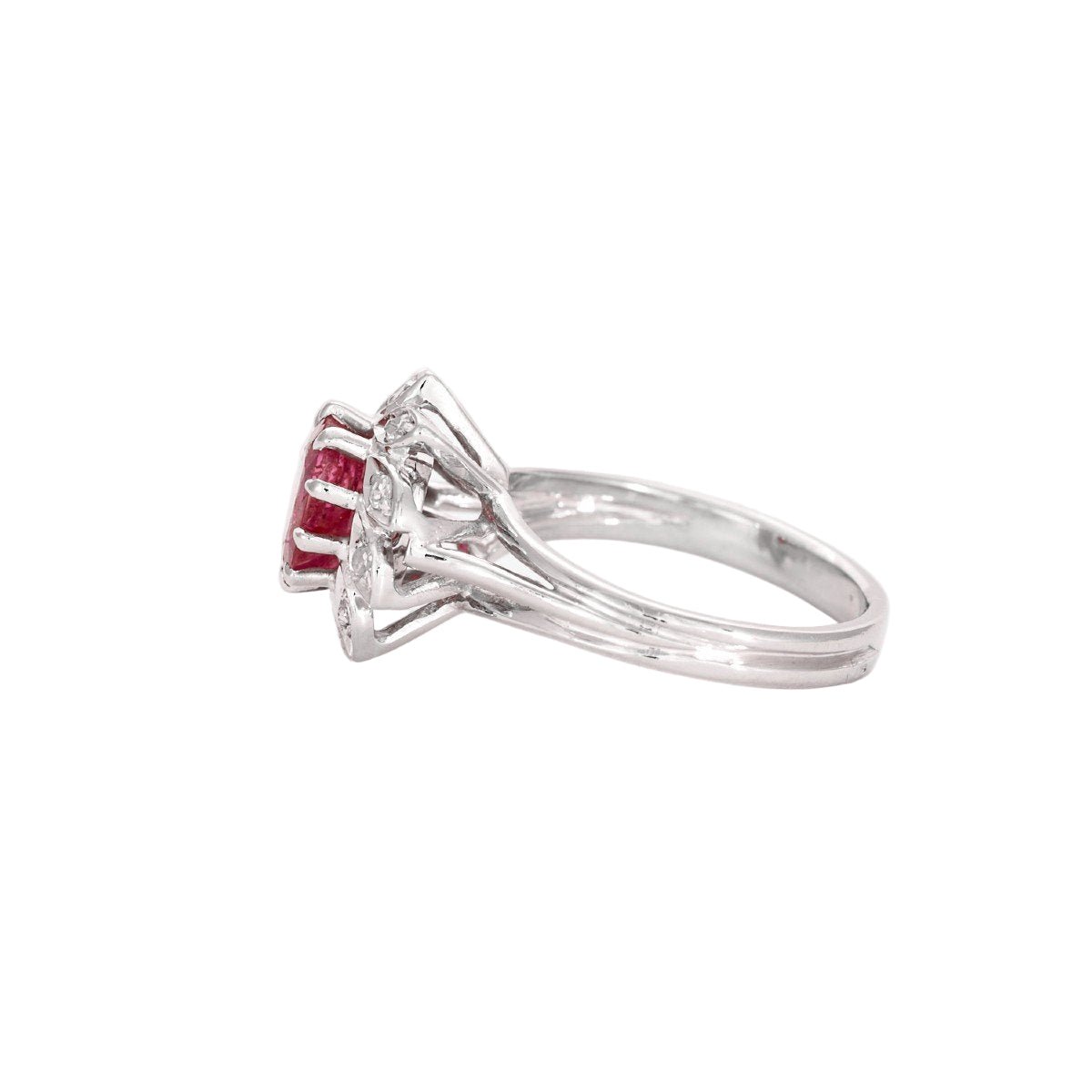 Bague Marguerite en or blanc, rubis et diamants - Castafiore