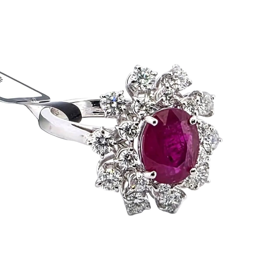 Bague Marguerite en or blanc, rubis et diamants - Castafiore