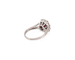 Bague Marguerite en or blanc, rubis et diamants - Castafiore