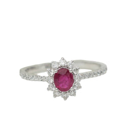 Bague Marguerite en or blanc, rubis et diamants - Castafiore