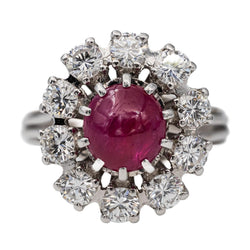 Bague Marguerite en or blanc, rubis et diamants - Castafiore