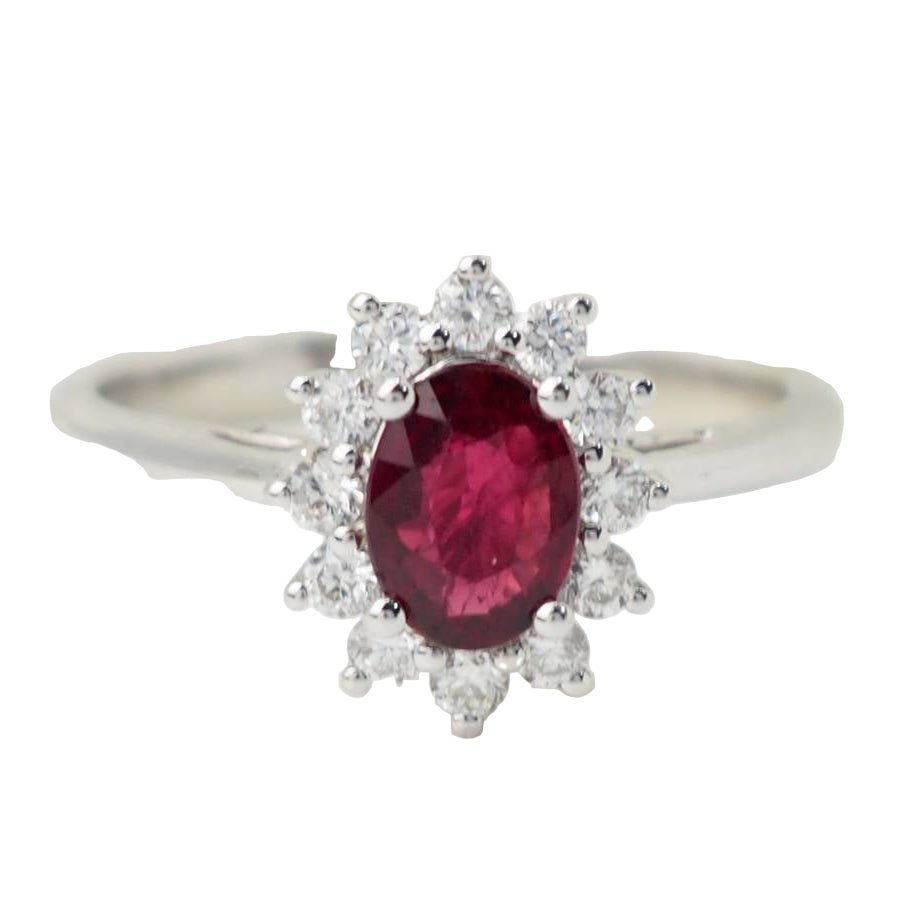 Bague Marguerite en or blanc, rubis et diamants - Castafiore