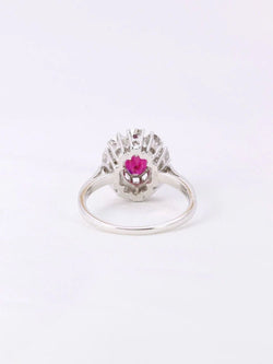 Bague Marguerite en or blanc, rubis et diamants - Castafiore