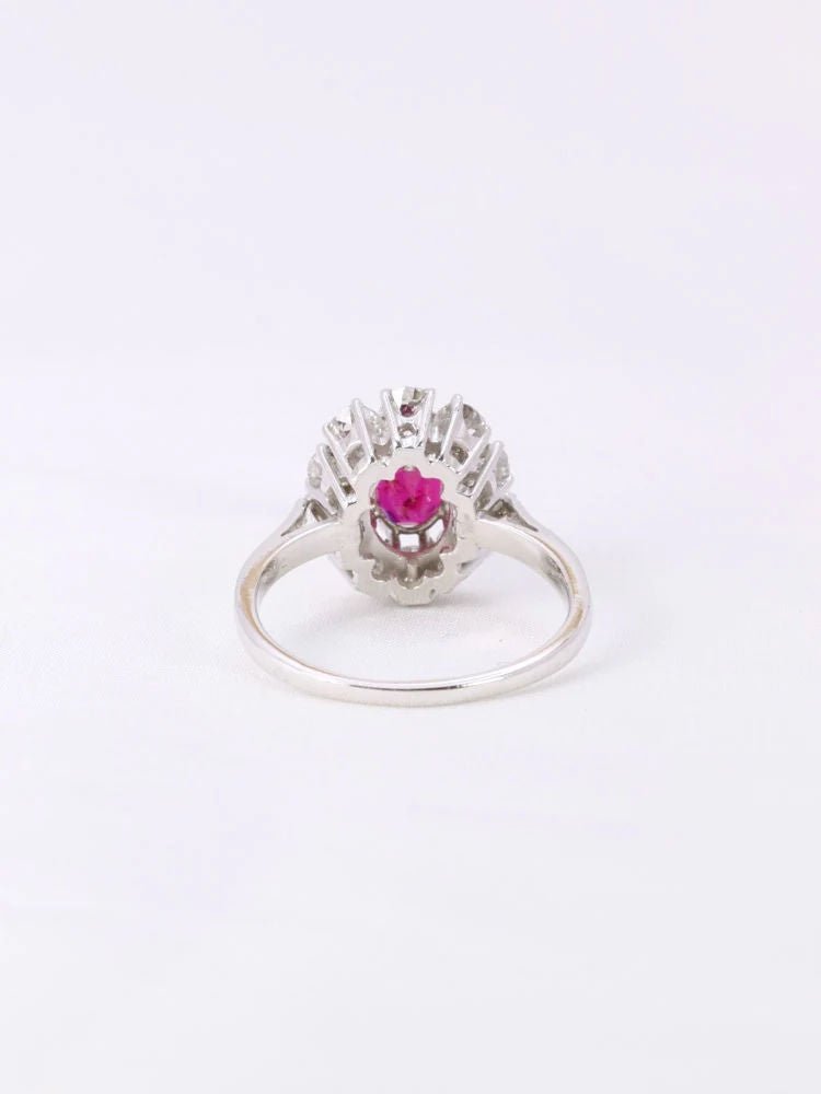 Bague Marguerite en or blanc, rubis et diamants - Castafiore