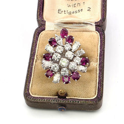 Bague Marguerite en or blanc, rubis et diamants - Castafiore