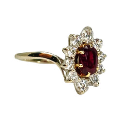 Bague Marguerite en or blanc, rubis et diamants - Castafiore