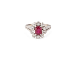 Bague Marguerite en or blanc, rubis et diamants - Castafiore