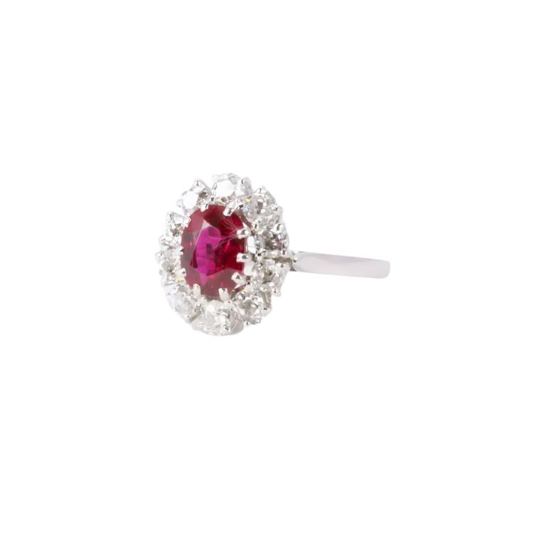 Bague Marguerite en or blanc, rubis et diamants - Castafiore