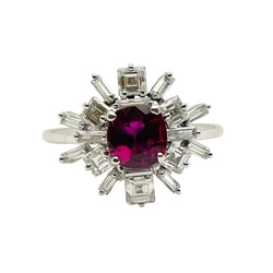 Bague Marguerite en or blanc, rubis et diamants - Castafiore