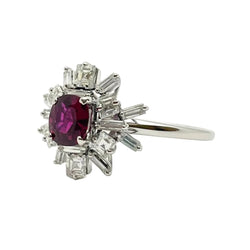 Bague Marguerite en or blanc, rubis et diamants - Castafiore