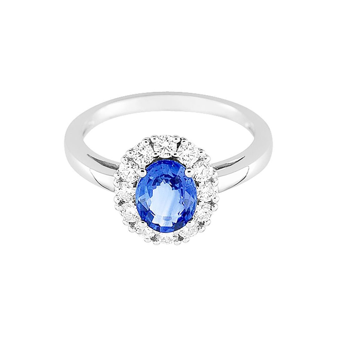 Bague Marguerite en or blanc, saphir et diamants - Castafiore