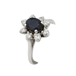 Bague Marguerite en or blanc, saphir et diamants - Castafiore