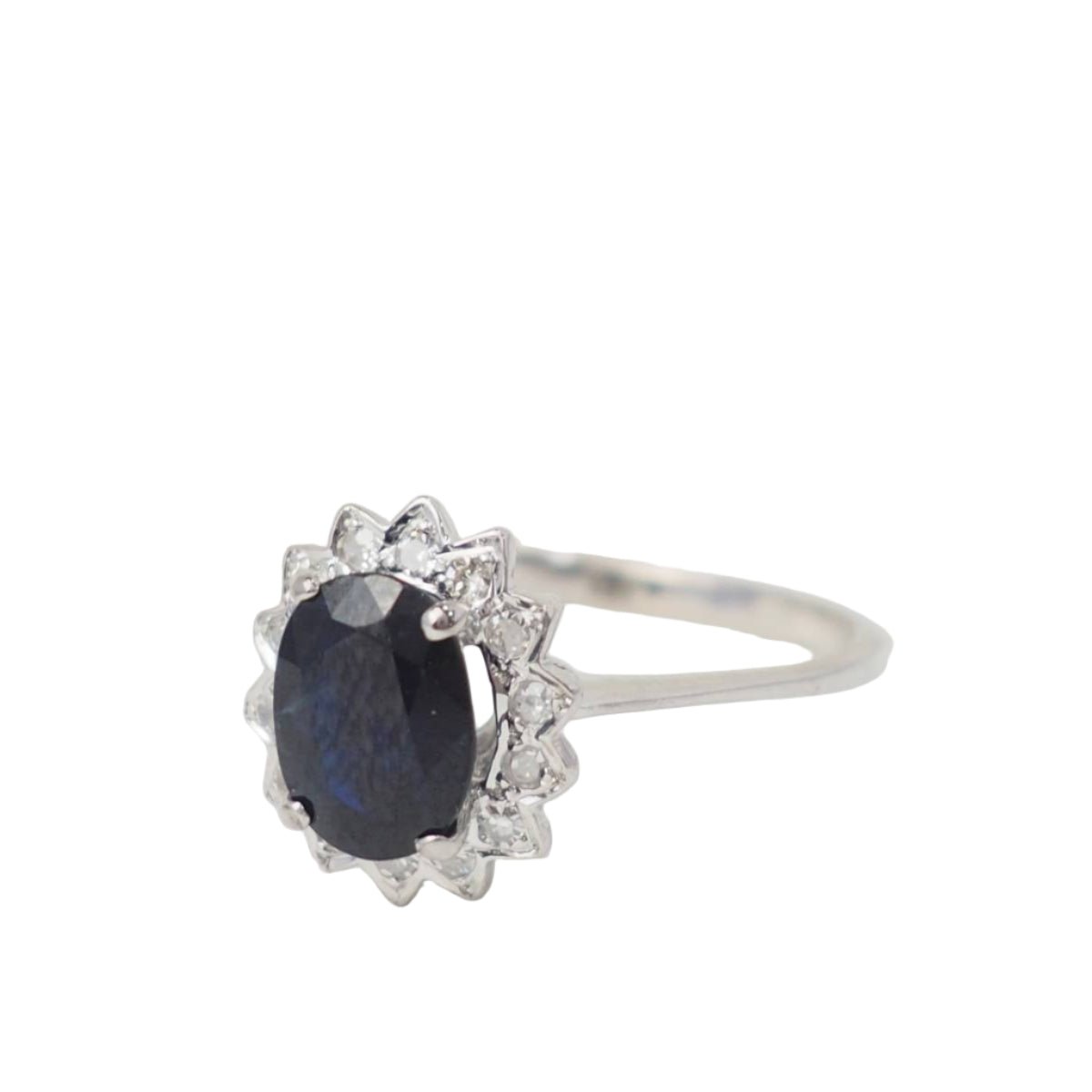 Bague Marguerite en or blanc, saphir et diamants - Castafiore
