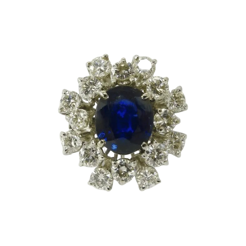 Bague marguerite en or blanc saphir et diamants - Castafiore