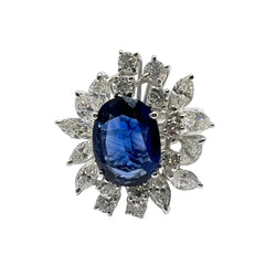 Bague Marguerite en or blanc, saphir et diamants - Castafiore