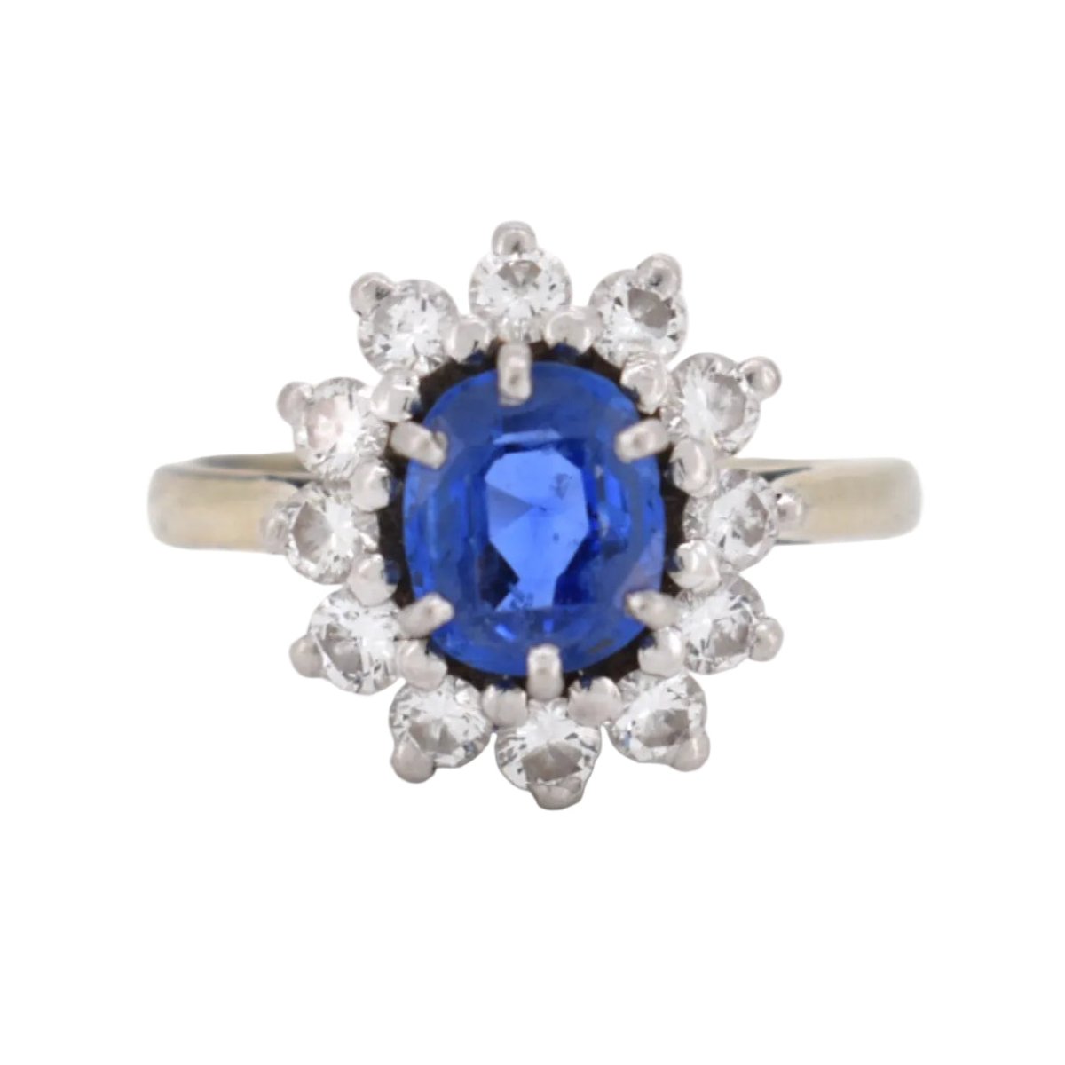 Bague Marguerite en or blanc, saphir et diamants - Castafiore