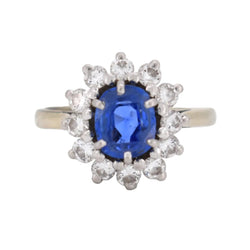 Bague Marguerite en or blanc, saphir et diamants - Castafiore