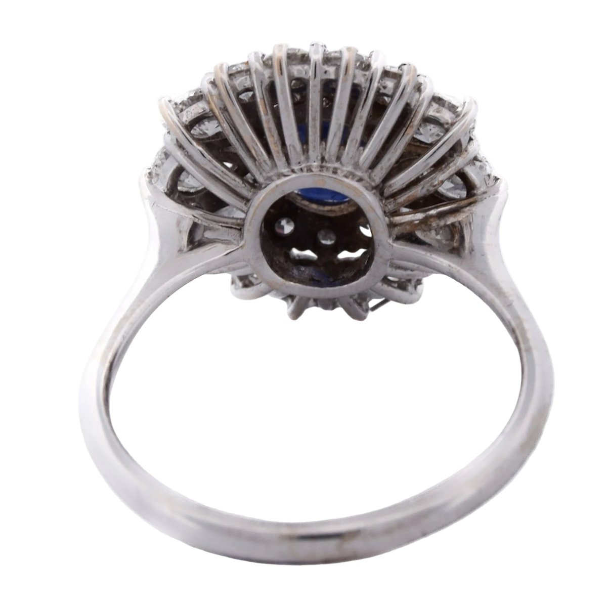Bague Marguerite en or blanc, saphir et diamants - Castafiore