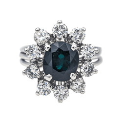 Bague Marguerite en or blanc, saphir et diamants - Castafiore