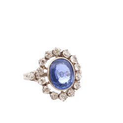 Bague Marguerite en or blanc, saphir et diamants - Castafiore
