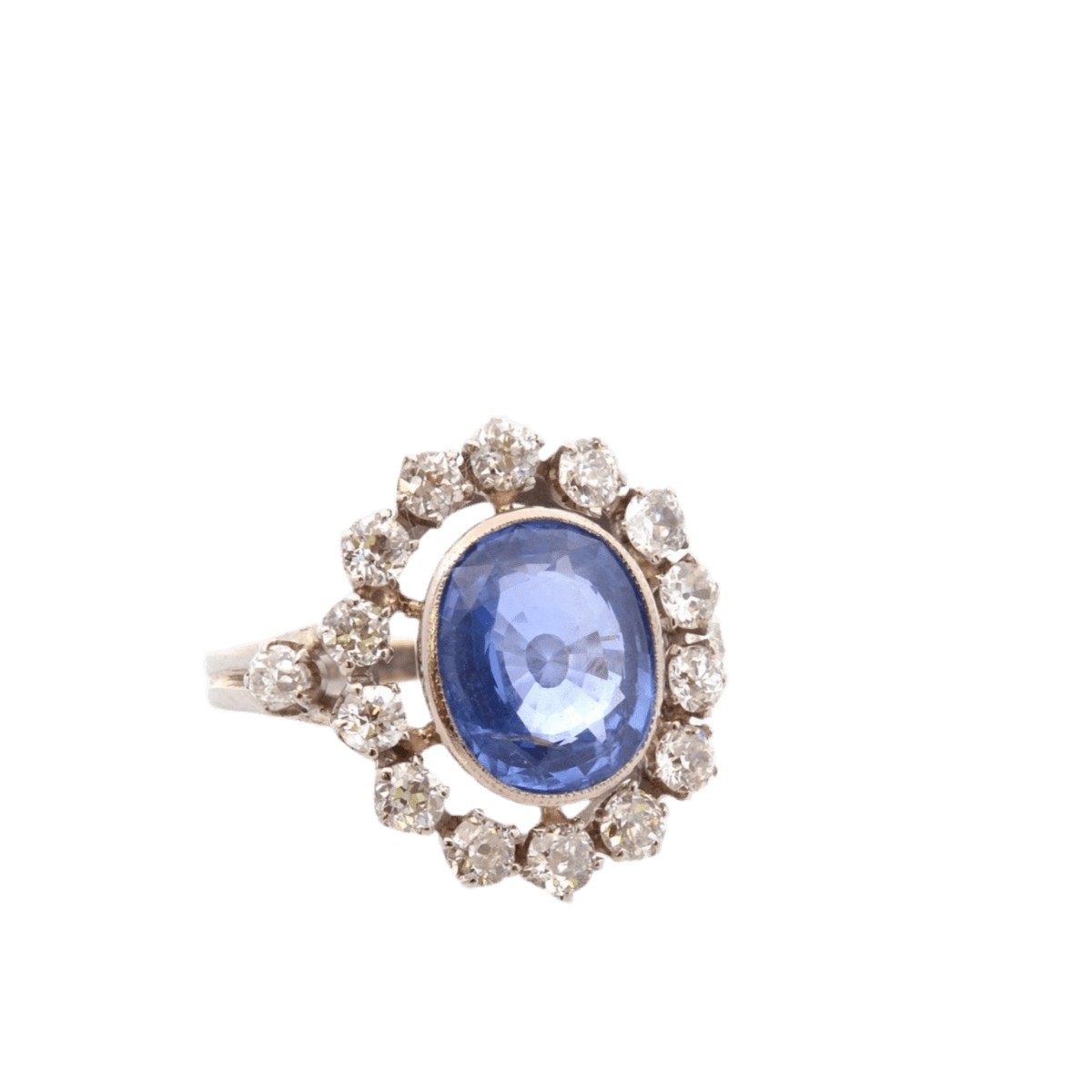 Bague Marguerite en or blanc, saphir et diamants - Castafiore