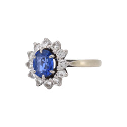 Bague Marguerite en or blanc, saphir et diamants - Castafiore