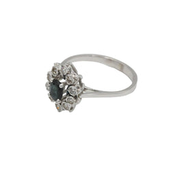 Bague Marguerite en or blanc, saphir et diamants - Castafiore