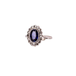 Bague Marguerite en or blanc, saphir et diamants - Castafiore