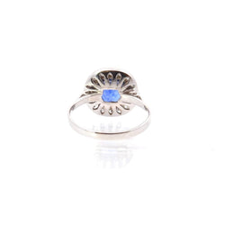 Bague Marguerite en or blanc, saphir et diamants - Castafiore