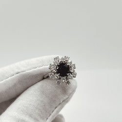 Bague marguerite en or blanc saphir et diamants - Castafiore