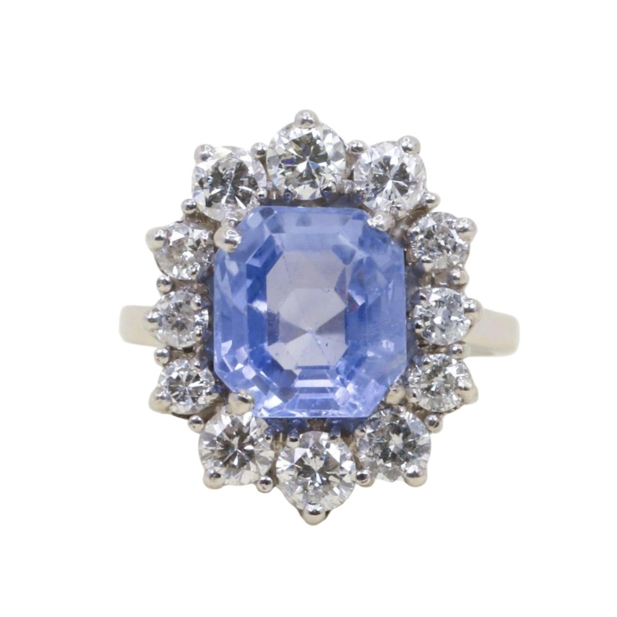Bague Marguerite en or blanc, saphir et diamants - Castafiore