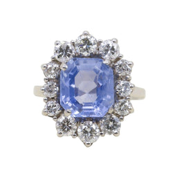 Bague Marguerite en or blanc, saphir et diamants - Castafiore