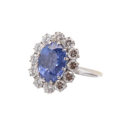 Bague Marguerite en or blanc, saphir et diamants - Castafiore