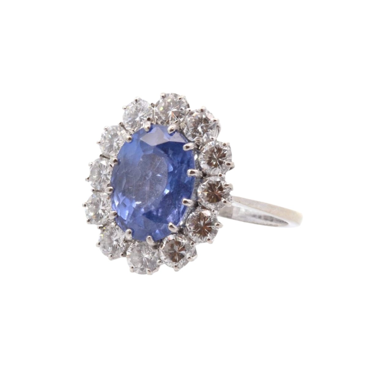 Bague Marguerite en or blanc, saphir et diamants - Castafiore