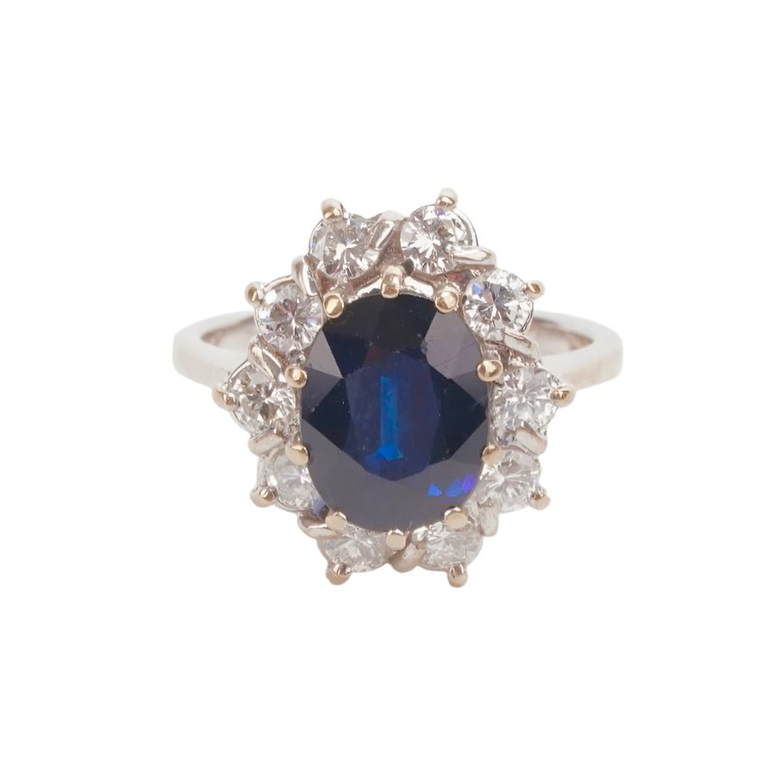 Bague Marguerite en or blanc, saphir et diamants - Castafiore