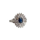 Bague Marguerite en or blanc, saphir et diamants - Castafiore