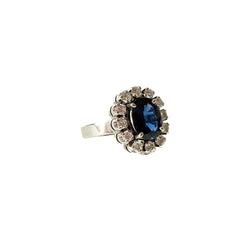 Bague Marguerite en or blanc, saphir, et diamants - Castafiore