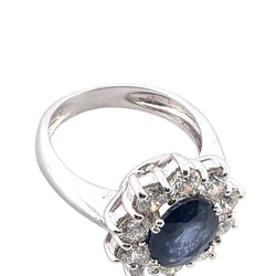 Bague Marguerite en or blanc, saphir et diamants - Castafiore