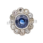 Bague Marguerite en or blanc, saphir et diamants - Castafiore