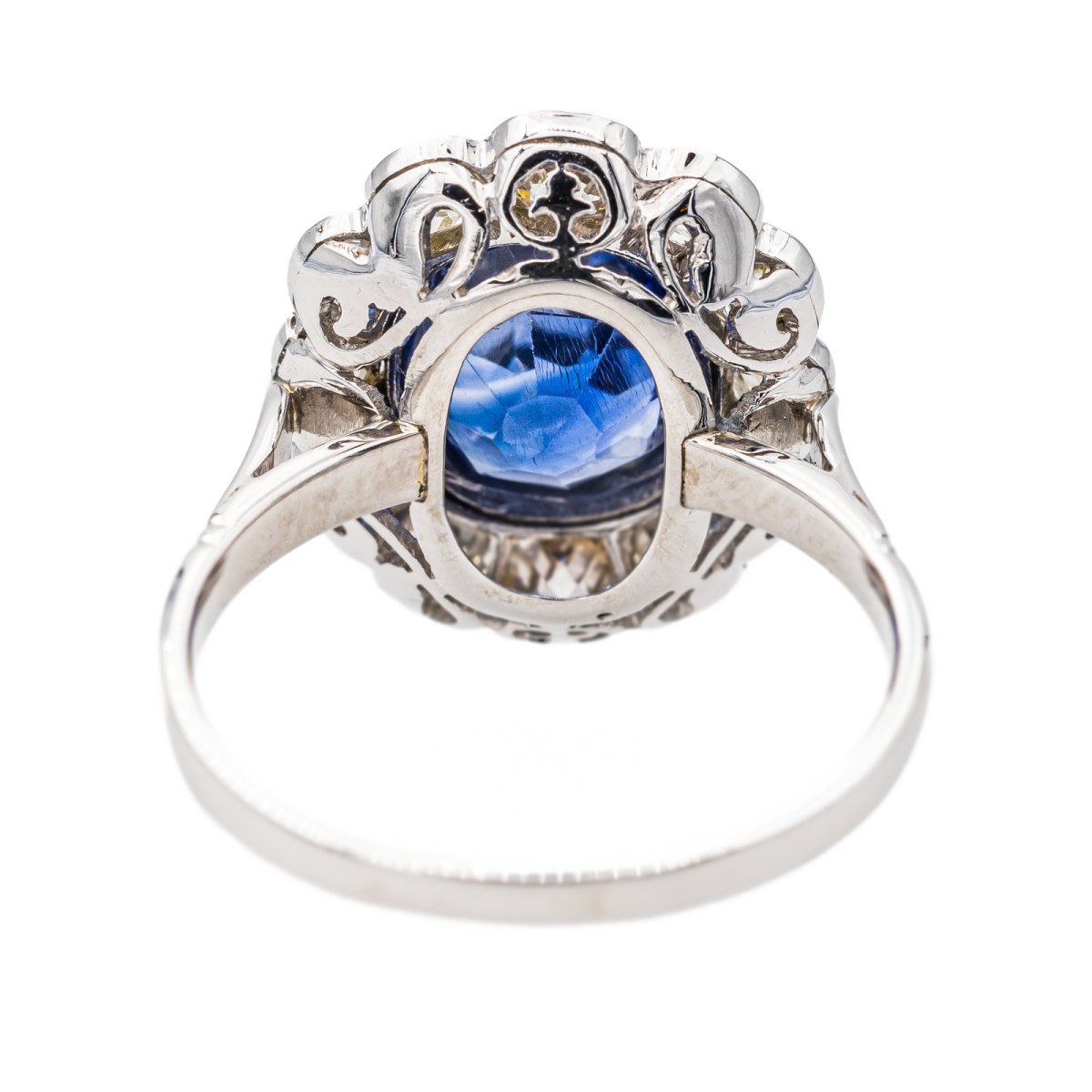 Bague Marguerite en or blanc, saphir et diamants - Castafiore