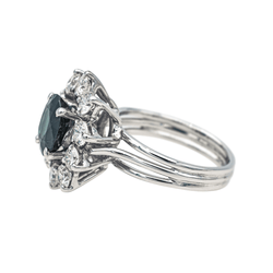 Bague Marguerite en or blanc, saphir et diamants - Castafiore