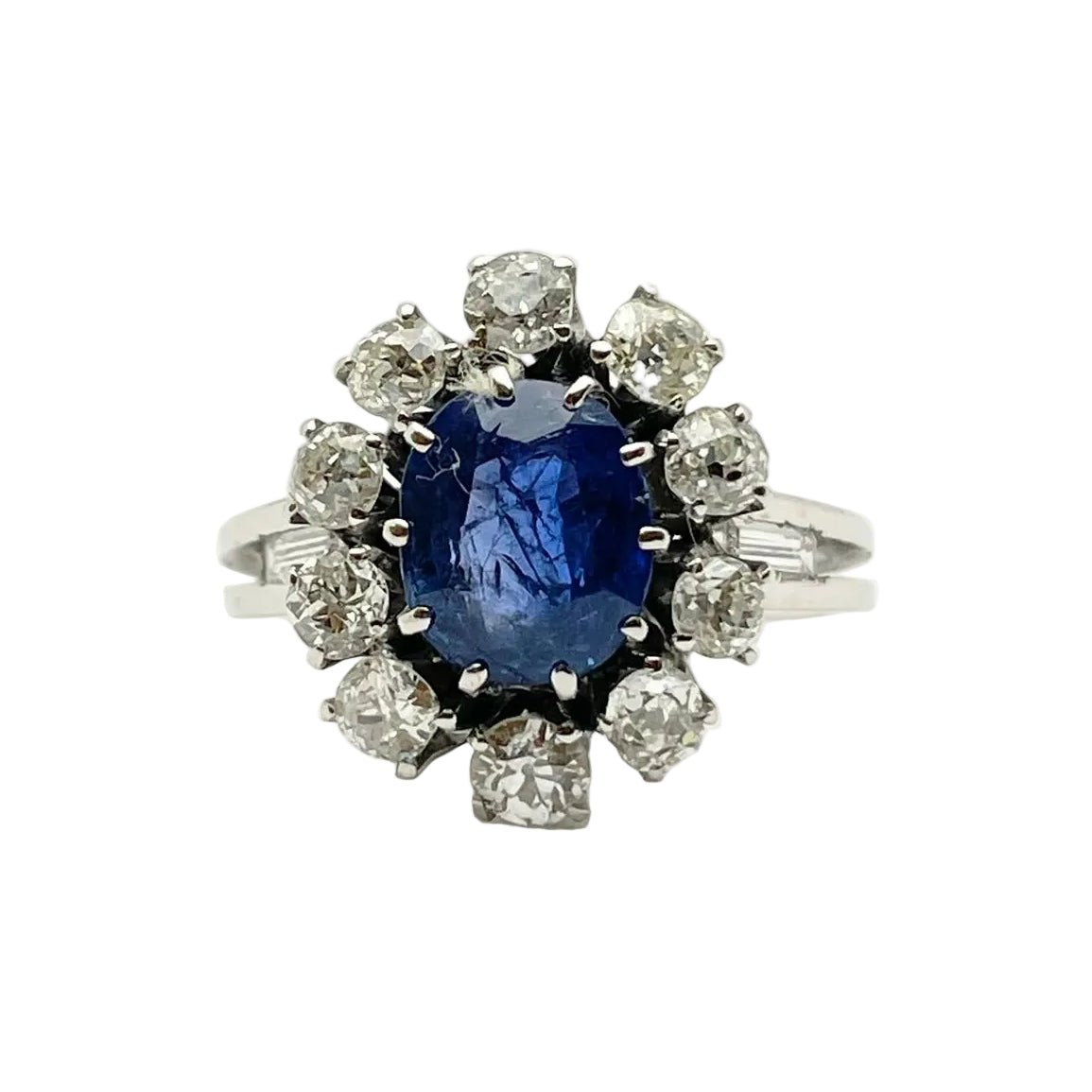 Bague Marguerite en or blanc, saphir et diamants - Castafiore