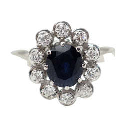 Bague marguerite en or blanc, saphir et diamants - Castafiore