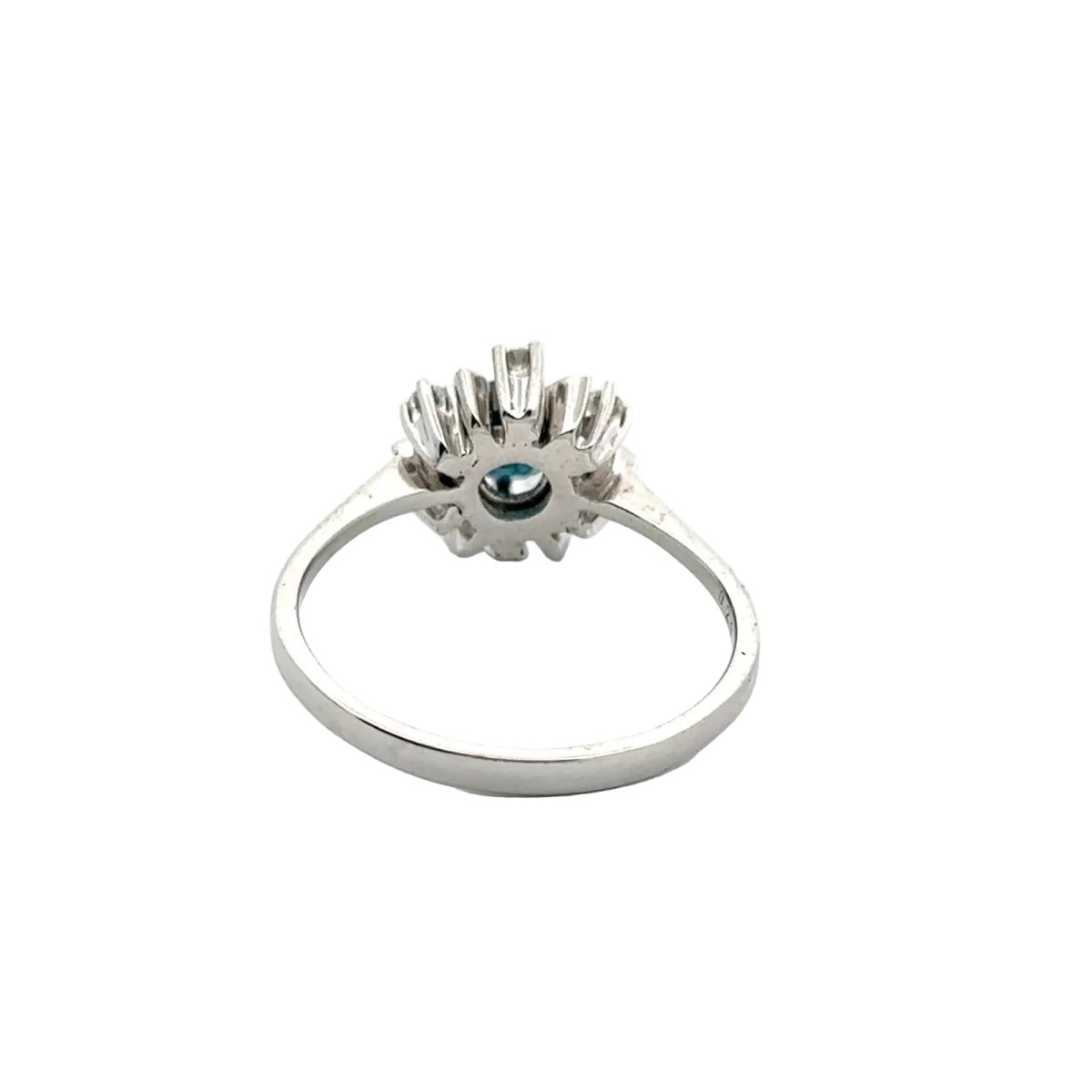Bague Marguerite en or blanc, saphir et diamants - Castafiore